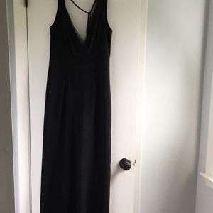 Black jumpsuit with lace trim